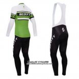 2014 Maillot Ciclismo Scott Vert et Blanc Manches Longues et Cuissard