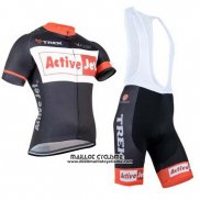 2014 Maillot Ciclismo Trek Noir et Orange Manches Courtes et Cuissard