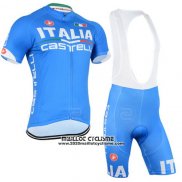 2015 Maillot Ciclismo Italie Blanc et Azur Manches Courtes et Cuissard