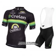 2016 Maillot Ciclismo Crelan AA Noir et Vert Manches Courtes et Cuissard