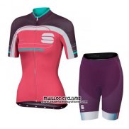 2016 Maillot Ciclismo Femme Sportful Rouge et Vert Manches Courtes et Cuissard