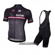 2016 Maillot Ciclismo Giro D'italie Noir et Rouge Manches Courtes et Cuissard