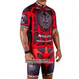 2016 Maillot Ciclismo Rock Racing Rouge et Marron Manches Courtes et Cuissard