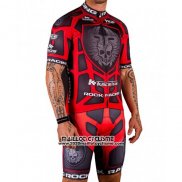 2016 Maillot Ciclismo Rock Racing Rouge et Marron Manches Courtes et Cuissard