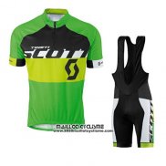 2016 Maillot Ciclismo Scott Jaune et Vert Manches Courtes et Cuissard