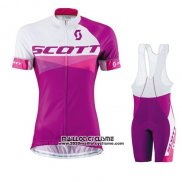 2016 Maillot Ciclismo Scott Rouge Blanc Manches Courtes et Cuissard