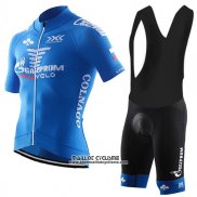 2017 Maillot Ciclismo Gazprom Rusvelo Colnago Bleu Manches Courtes et Cuissard