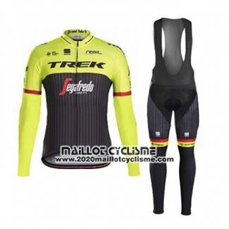 2017 Maillot Ciclismo Trek Segafredo Vert et Noir Manches Longues et Cuissard