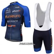 2017 Maillot Ciclismo Unieuro Trevigiani Bleu Manches Courtes et Cuissard