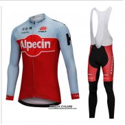 2018 Maillot Ciclismo Katusha Alpecin Rouge Manches Longues et Cuissard