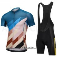 2018 Maillot Ciclismo Mavic Bleu et Marron Manches Courtes et Cuissard