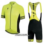 2018 Maillot Ciclismo Specialized Jaune Noir Manches Courtes et Cuissard