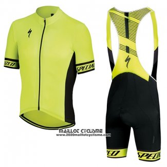 2018 Maillot Ciclismo Specialized Jaune Noir Manches Courtes et Cuissard