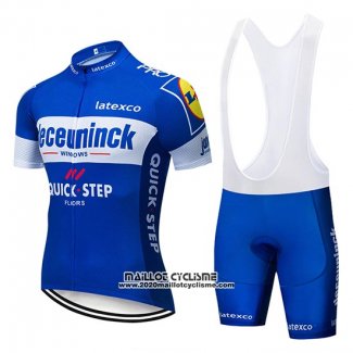 2019 Maillot Ciclismo Deceuninck Quick Step Bleu Blanc Manches Courtes et Cuissard