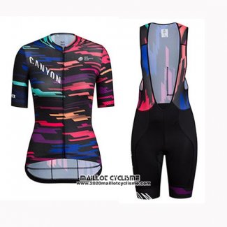 2019 Maillot Ciclismo Femme Canyon Sram Noir Rouge Manches Courtes et Cuissard