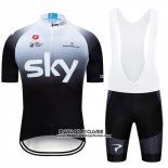 2019 Maillot Ciclismo Sky Blanc Noir Manches Courtes et Cuissard