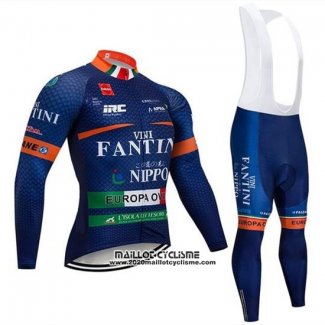 2019 Maillot Ciclismo Vini Fantini Bleu Manches Longues et Cuissard