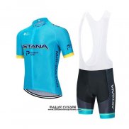 2020 Maillot Ciclismo Astana Bleu Jaune Manches Courtes et Cuissard