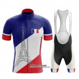 2020 Maillot Ciclismo Champion France Bleu Blanc Rouge Manches Courtes et Cuissard(1)