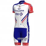 2020 Maillot Ciclismo Groupama-fdj Rouge Bleu Manches Courtes et Cuissard