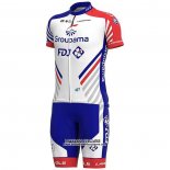 2020 Maillot Ciclismo Groupama-fdj Rouge Bleu Manches Courtes et Cuissard