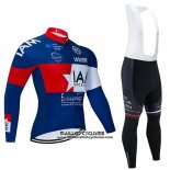 2020 Maillot Ciclismo IAM Blanc Rouge Bleu Manches Longues et Cuissard