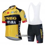 2020 Maillot Ciclismo Jumbo Visma Jaune Noir Manches Courtes et Cuissard