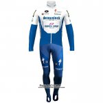 2020 Maillot Cyclisme Deceuninck Quick Step Bleu Blanc Manches Longues et Cuissard