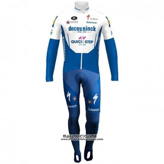 2020 Maillot Cyclisme Deceuninck Quick Step Bleu Blanc Manches Longues et Cuissard