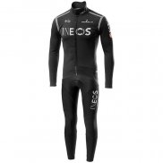 2020 Maillot Cyclisme INEOS Noir Gris Manches Longues et Cuissard