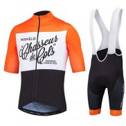 2020 Maillot Cyclisme Morvelo Noir Blanc Orange Manches Courtes et Cuissard