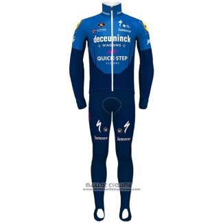 2021 Maillot Cyclisme Deceuninck Quick Step Bleu Manches Longues et Cuissard