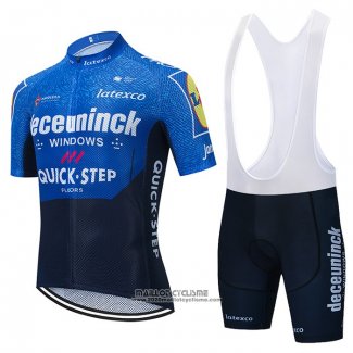 2021 Maillot Cyclisme Deceuninck Quick Step Bleu Violet Manches Courtes et Cuissard