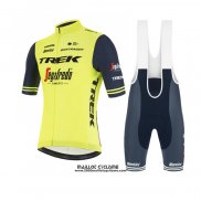 2021 Maillot Cyclisme Trek Segafredo Jaune Profond Bleu Manches Courtes et Cuissard