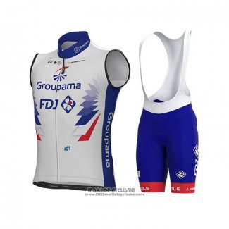 2022 Gilet Coupe Vent Groupama-FDJ Blanc Bleu Manches Courtes et Cuissard