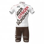 2022 Maillot Cyclisme Ag2r La Mondiale Blanc Marron Manches Courtes et Cuissard