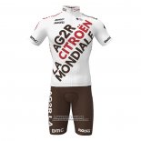2022 Maillot Cyclisme Ag2r La Mondiale Blanc Marron Manches Courtes et Cuissard