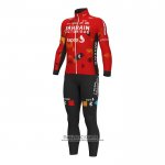 2022 Maillot Cyclisme Bahrain Victorious Rouge Manches Longues et Cuissard