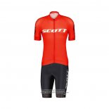 2022 Maillot Cyclisme Scott Rouge Blanc Manches Courtes et Cuissard