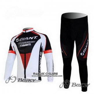 2011 Maillot Ciclismo Giant Noir et Blanc Manches Longues et Cuissard