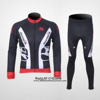 2011 Maillot Ciclismo Giordana Rouge et Noir Manches Longues et Cuissard