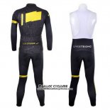 2012 Maillot Ciclismo Livestrong Noir et Jaune Manches Longues et Cuissard