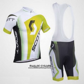 2013 Maillot Ciclismo Scott Blanc et Jaune Manches Courtes et Cuissard