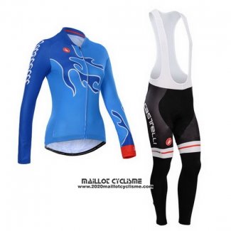 2014 Maillot Ciclismo Femme Castelli Azur Manches Longues et Cuissard