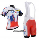 2015 Maillot Ciclismo Katusha Blanc et Rouge Manches Courtes et Cuissard