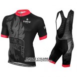 2016 Maillot Ciclismo Bianchi Rouge et Noir Manches Courtes et Cuissard