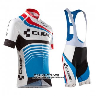 2016 Maillot Ciclismo Cube Bleu et Blanc Manches Courtes et Cuissard