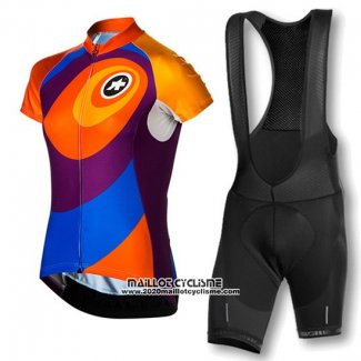 2016 Maillot Ciclismo Femme Assos Orange et Bleu Manches Courtes et Cuissard