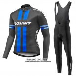 2016 Maillot Ciclismo Giant Noir et Bleu Manches Longues et Cuissard