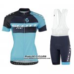 2016 Maillot Ciclismo Scott Noir Bleu Manches Courtes et Cuissard